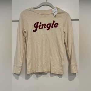Cream Crewcuts 8/9 Shirt with Red 'Jingle' Print